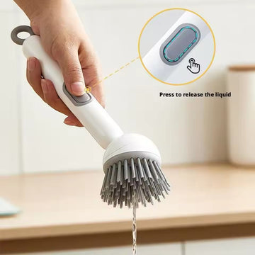 Kitchen Cleaning Adjustable Handle Brush With Soap Dispenser Refillable Portable Head For Dishes Pans Pots