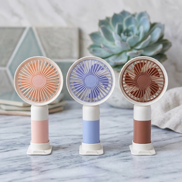 Mini Rechargeable Handheld Fan with integrated mobile stand base