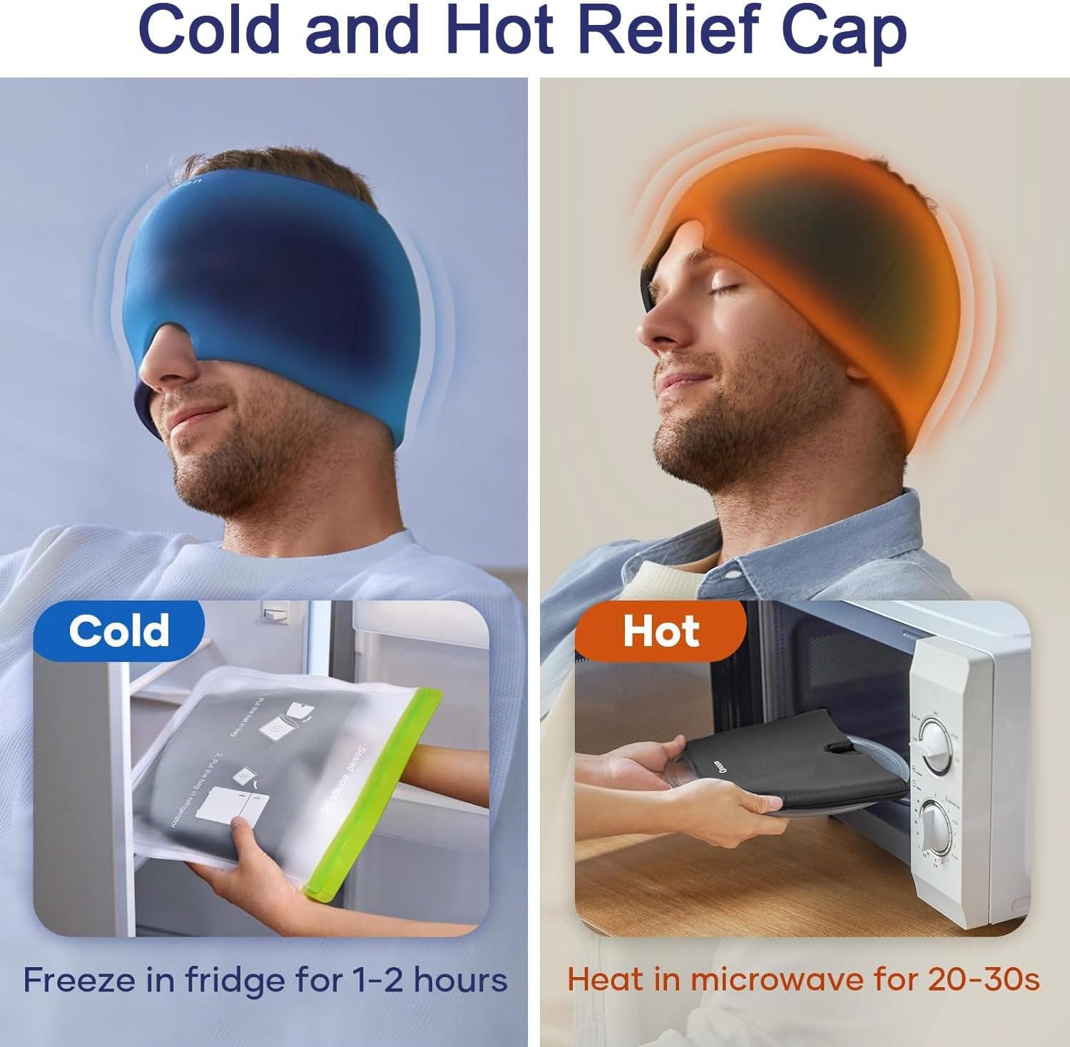 Migraine Relief Cap with Box .Instant Headache Relief Hat  Reuseable Gel Cap for migraine pain